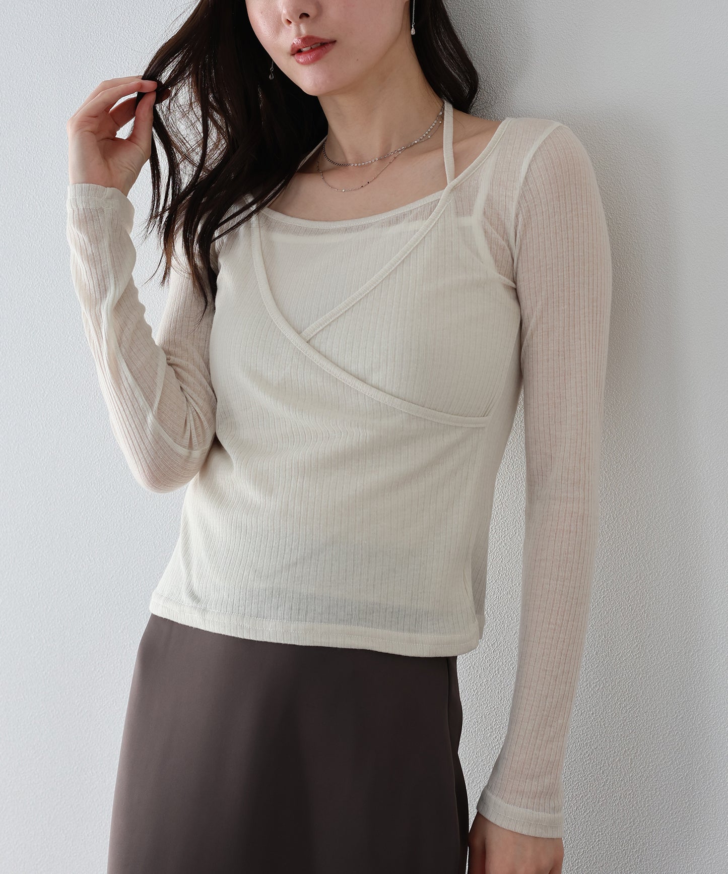 【早割5％OFF】レイヤードライクシアーカットソー【ネコポス】