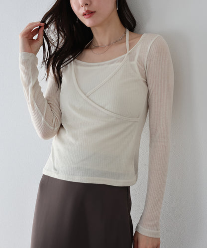 【早割5％OFF】レイヤードライクシアーカットソー【ネコポス】