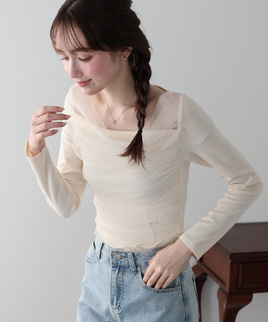 チュールドッキングドレープカットソー【ネコポス】