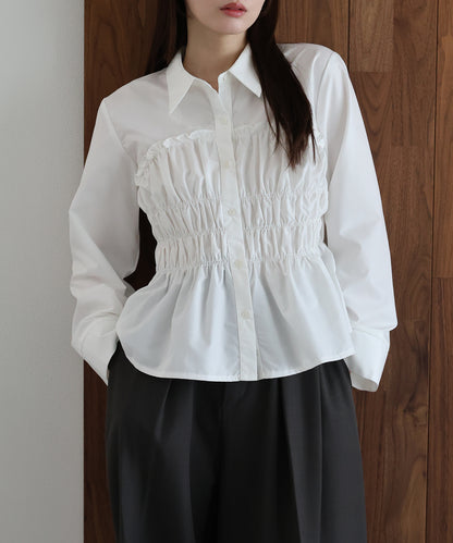 【早割5％OFF】ペプラムシャーリングシャツ