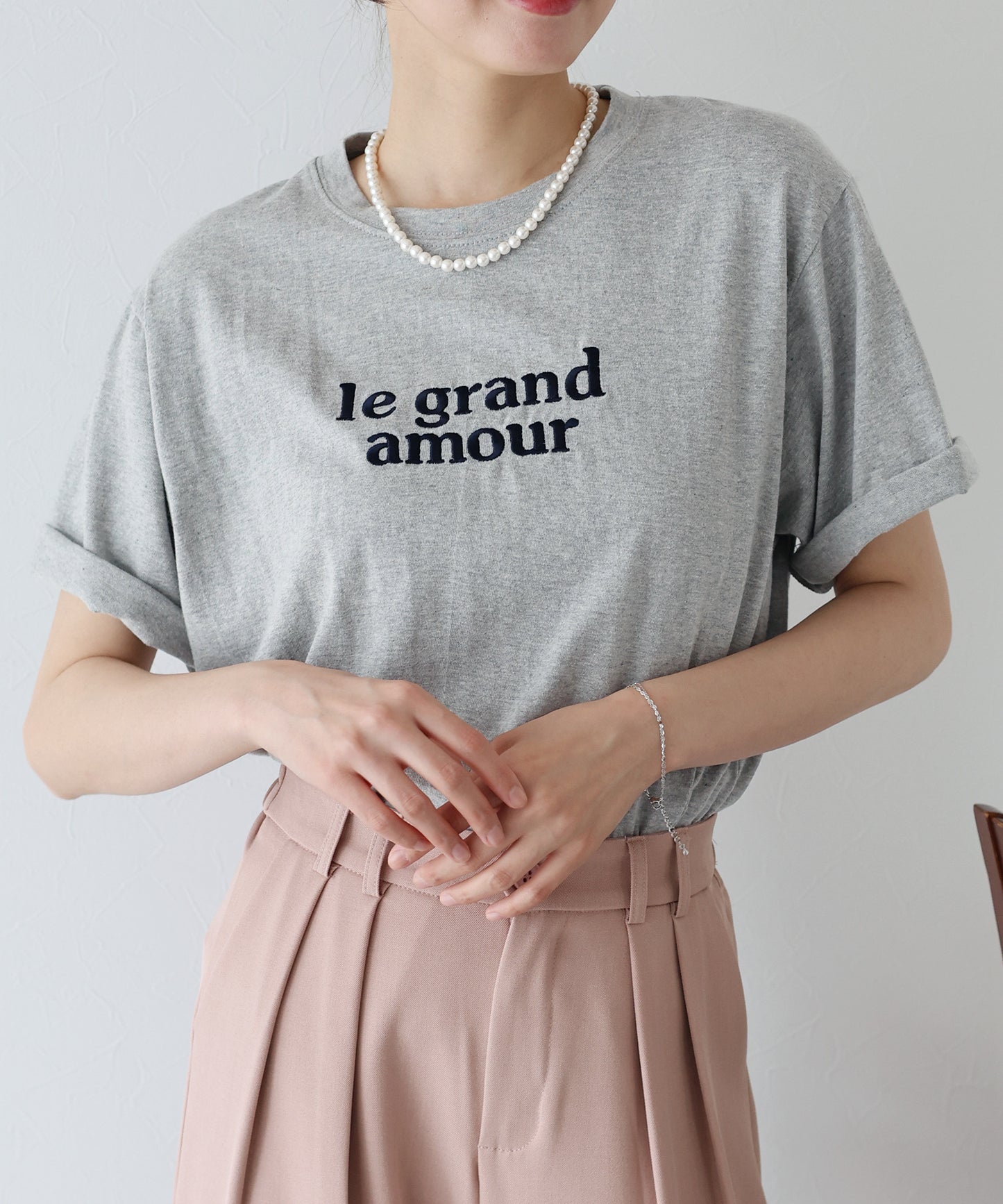 le grand amore刺繍Tシャツ【ゆうパケット】