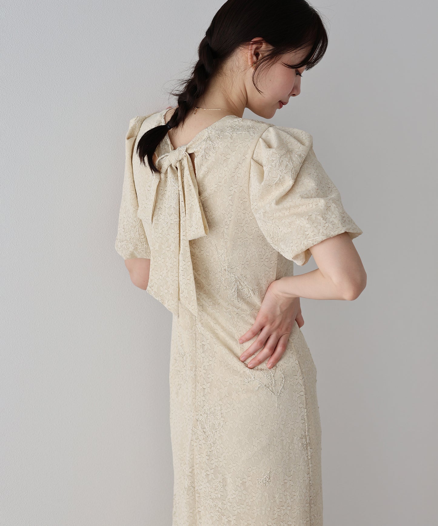 バックリボンマーメイドドレス