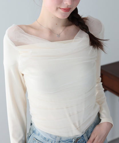 チュールドッキングドレープカットソー【ネコポス】