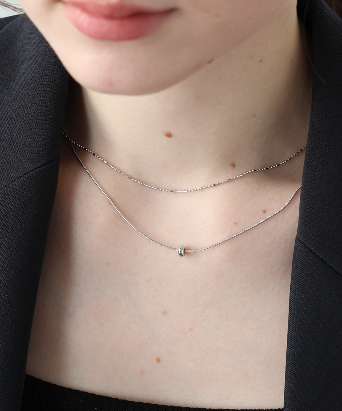 メタルモチーフ2連ネックレス/ ニッケルフリー【ネコポス】