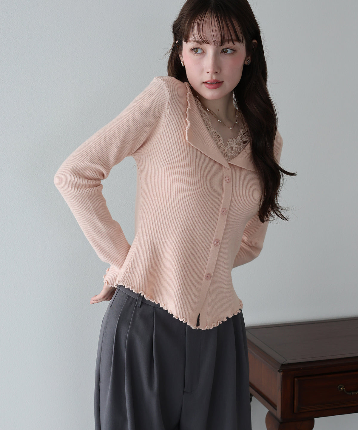 【早割5％OFF】レースレイヤードライクニット