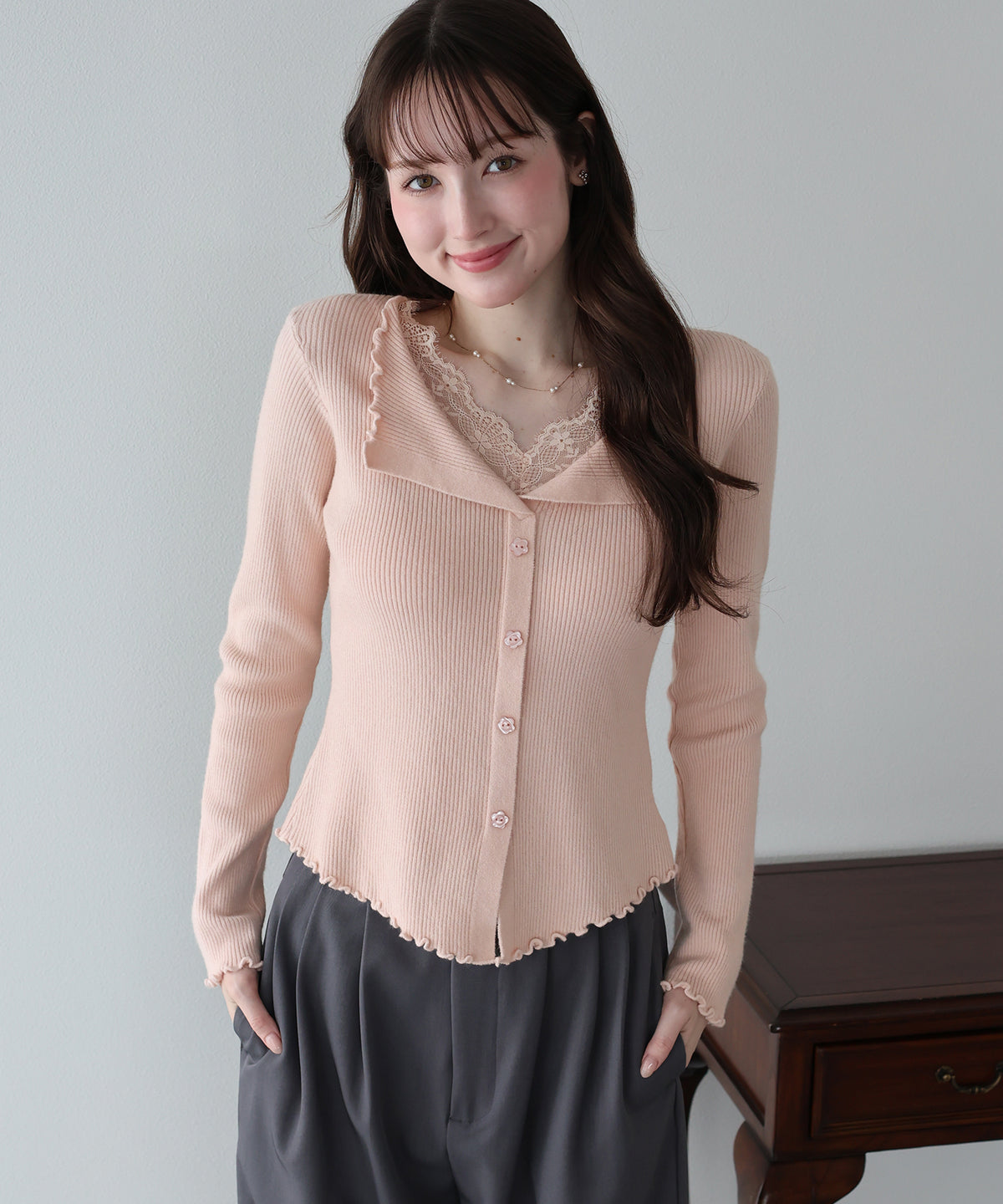 【早割5％OFF】レースレイヤードライクニット
