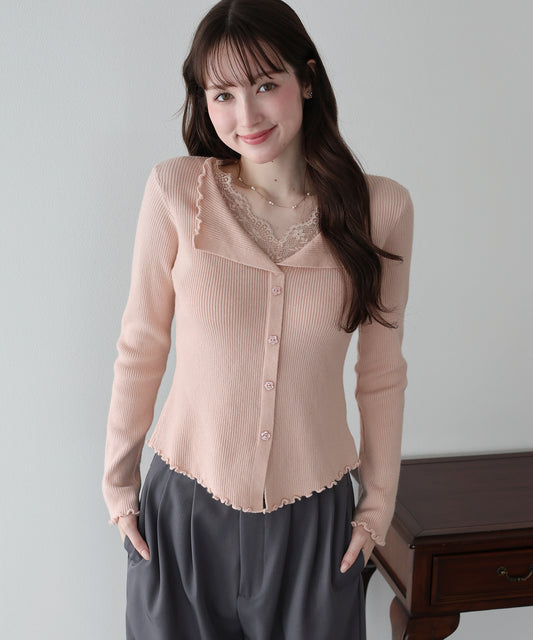 【早割5％OFF】レースレイヤードライクニット