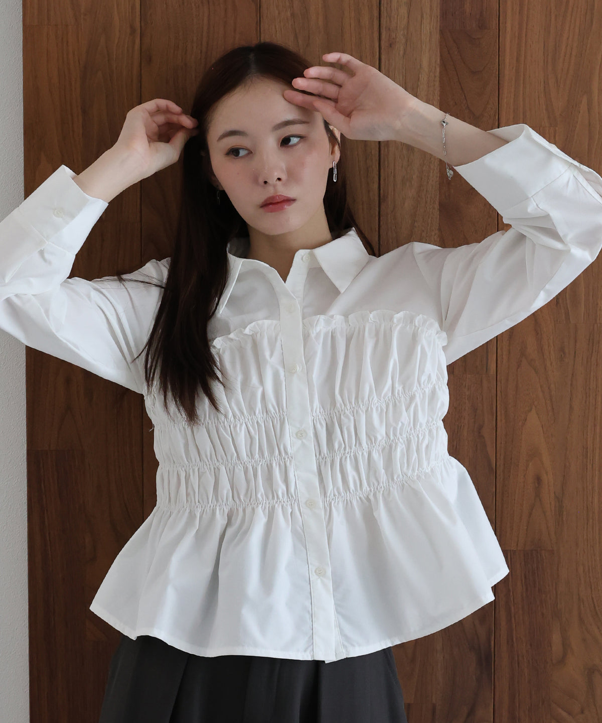 ペプラムシャーリングシャツ