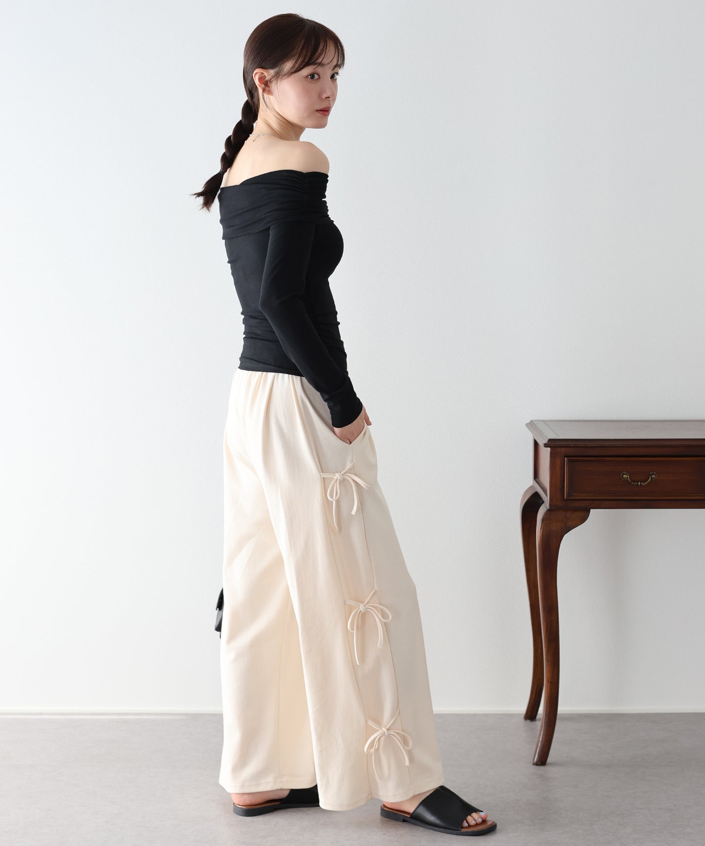 【早割5％OFF】サイドリボンスウェットパンツ