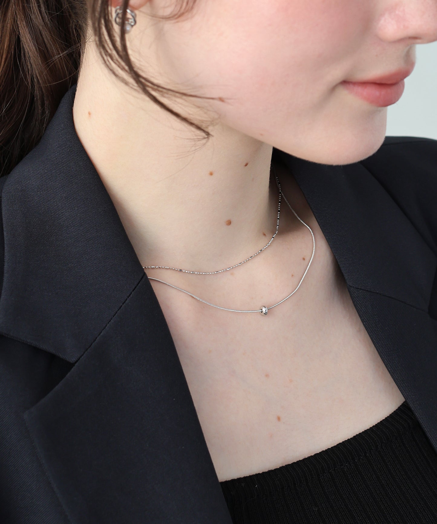 メタルモチーフ2連ネックレス/ ニッケルフリー【ネコポス】