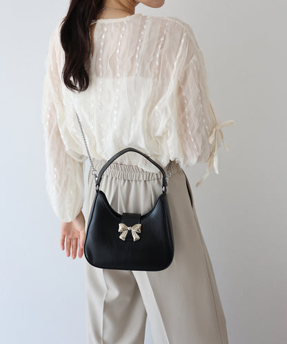 【SALE】バックルリボンショルダーチェーンバッグ