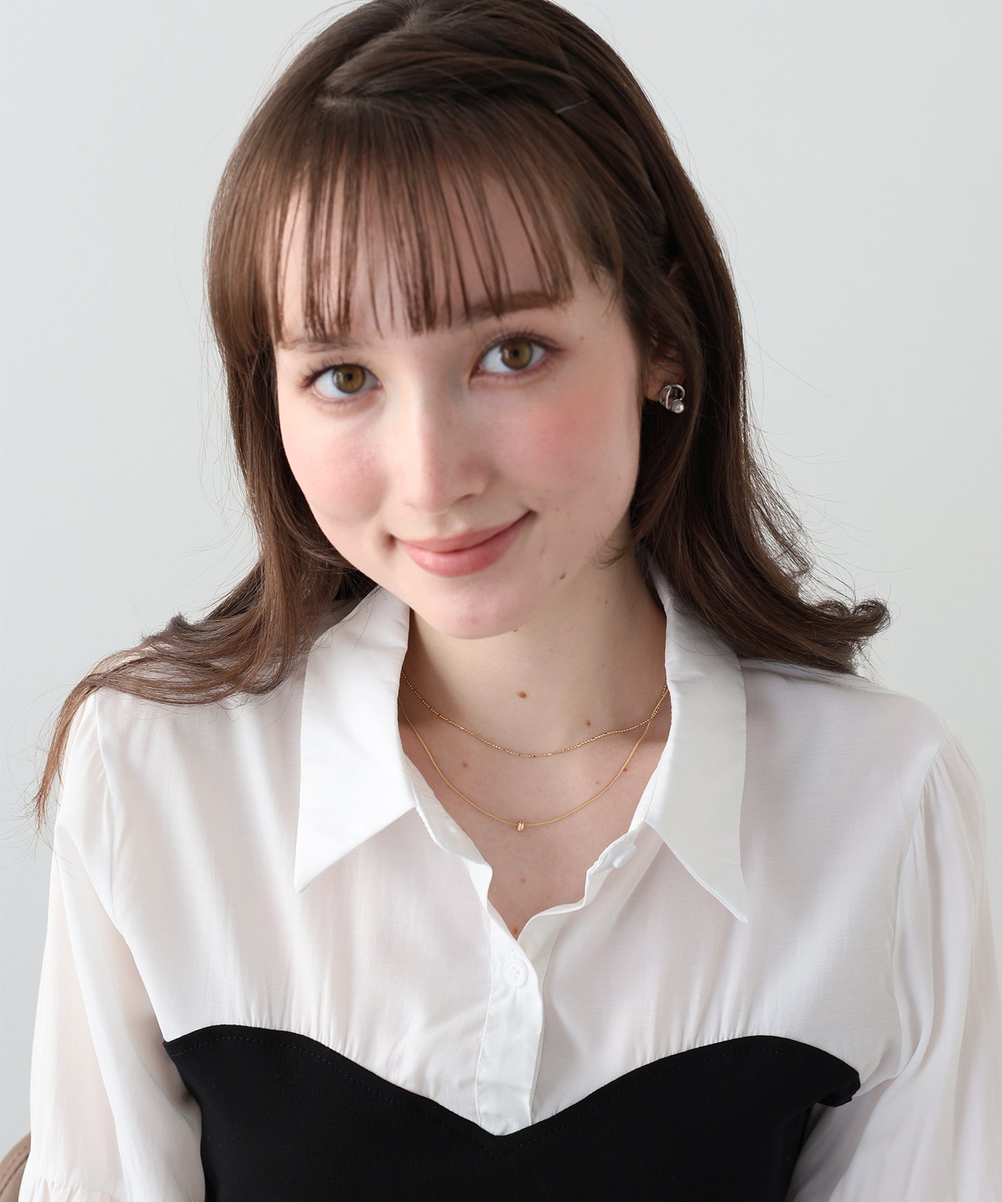 メタルモチーフ2連ネックレス/ ニッケルフリー【ネコポス】