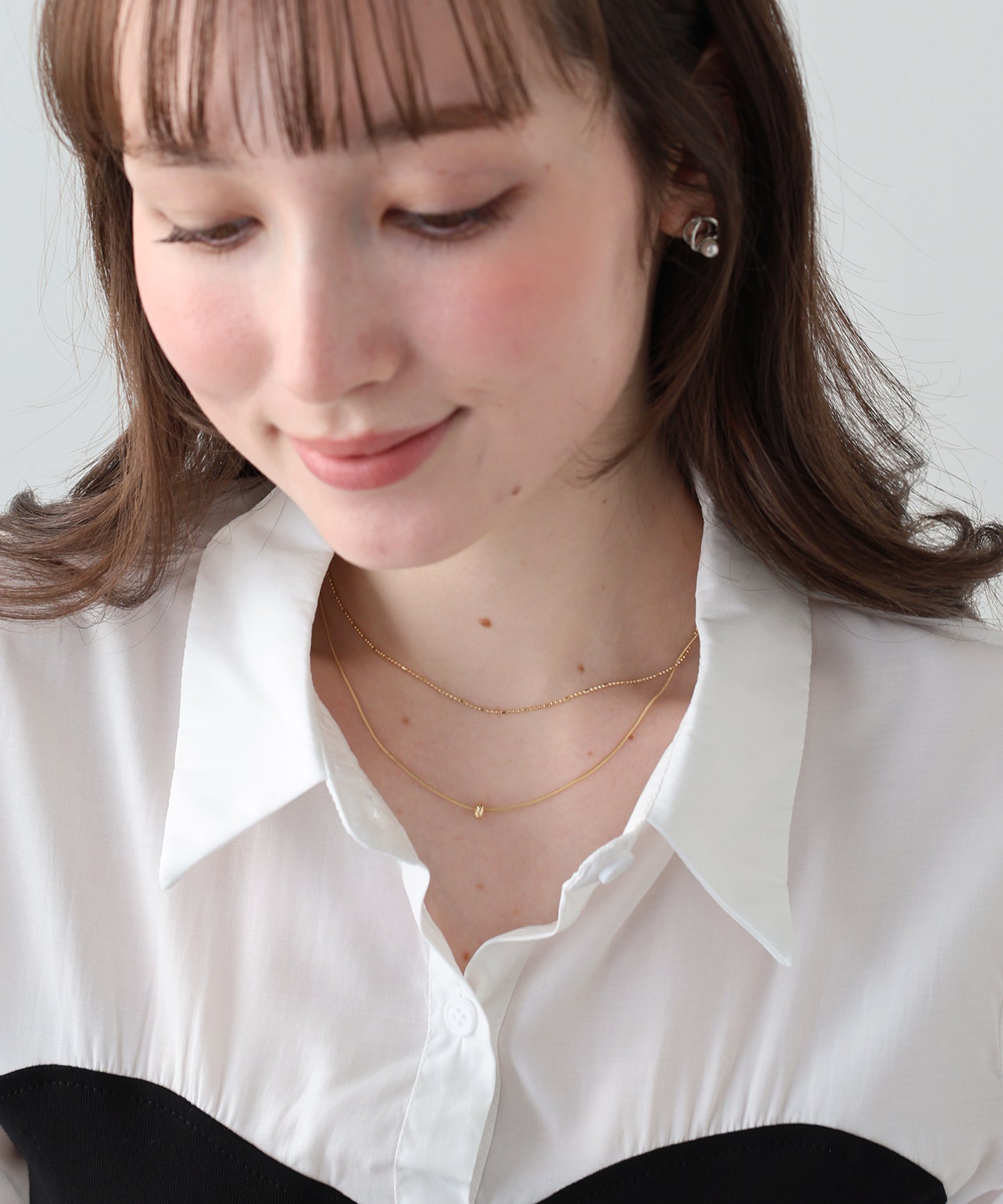 メタルモチーフ2連ネックレス/ ニッケルフリー【ネコポス】