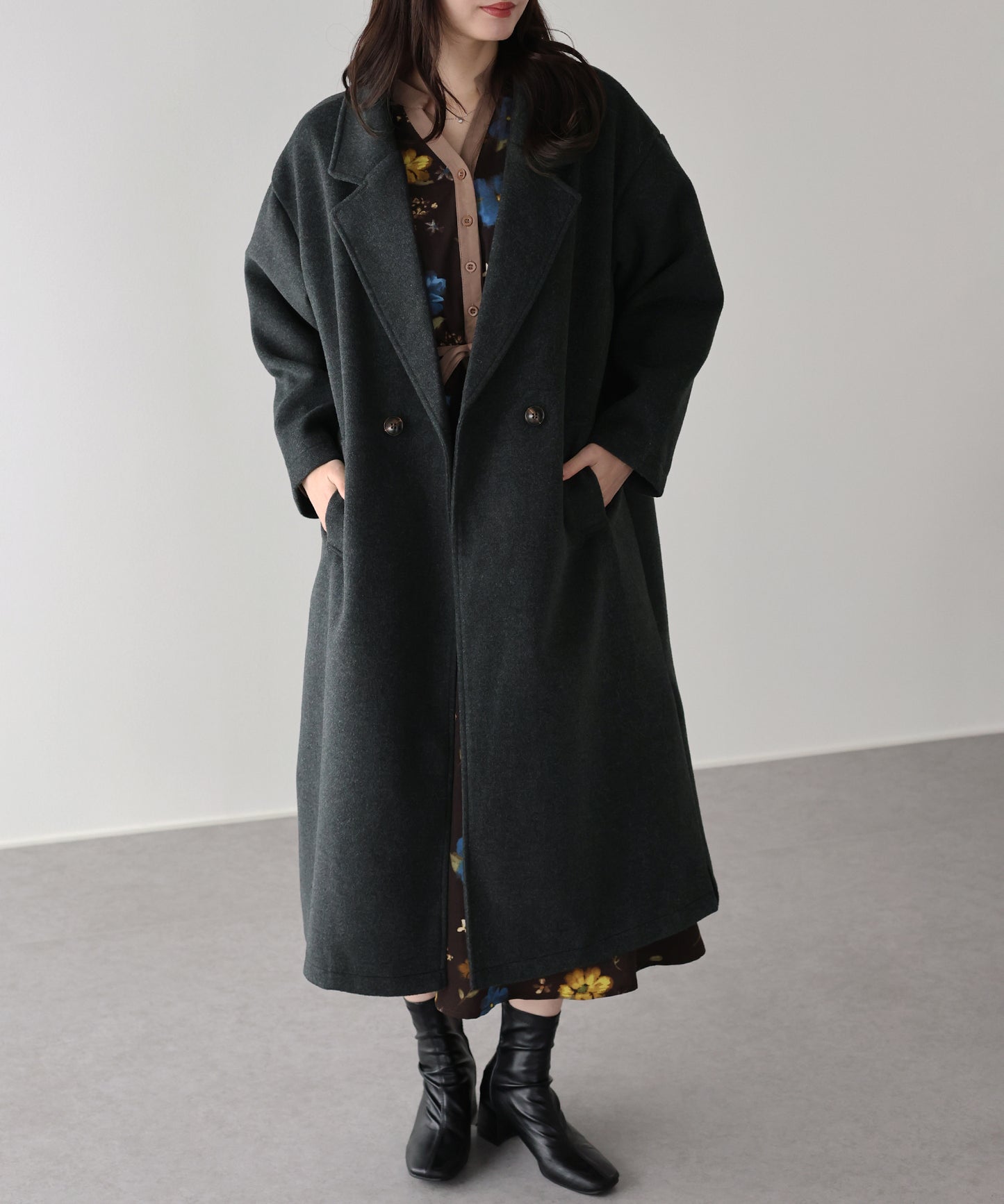 テーラードウールロングコート