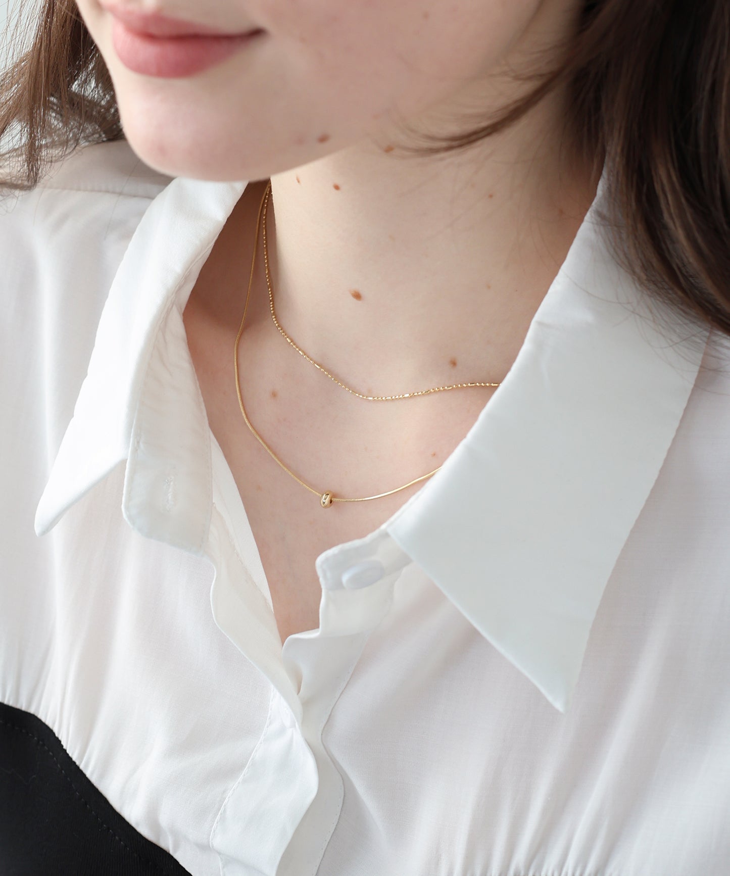 メタルモチーフ2連ネックレス/ ニッケルフリー【ネコポス】