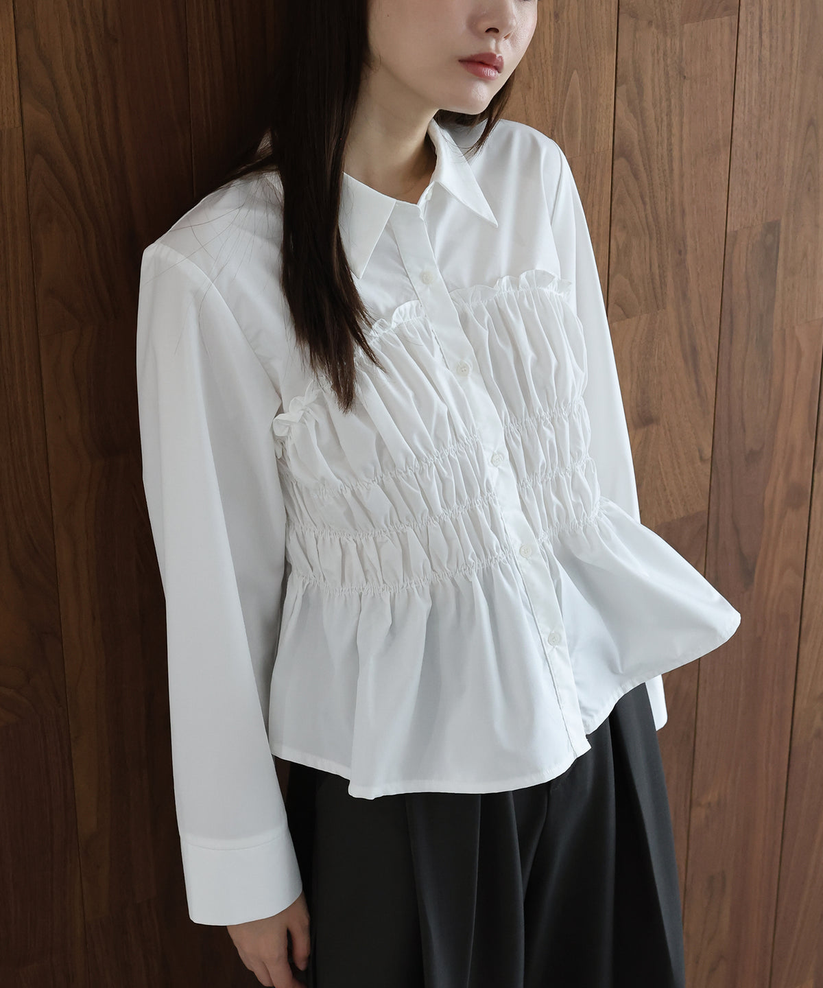 ペプラムシャーリングシャツ