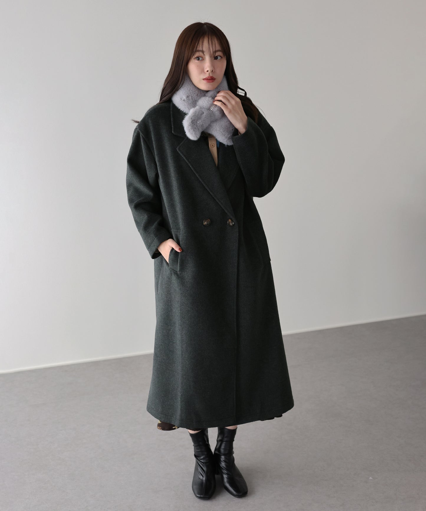 テーラードウールロングコート