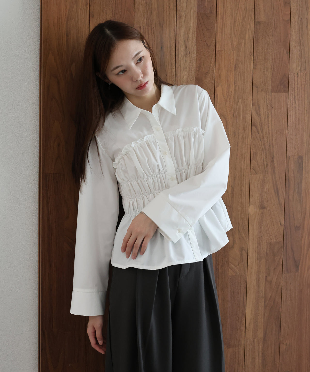 ペプラムシャーリングシャツ