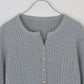 ゴールドボタンケーブルクルーカーディガン