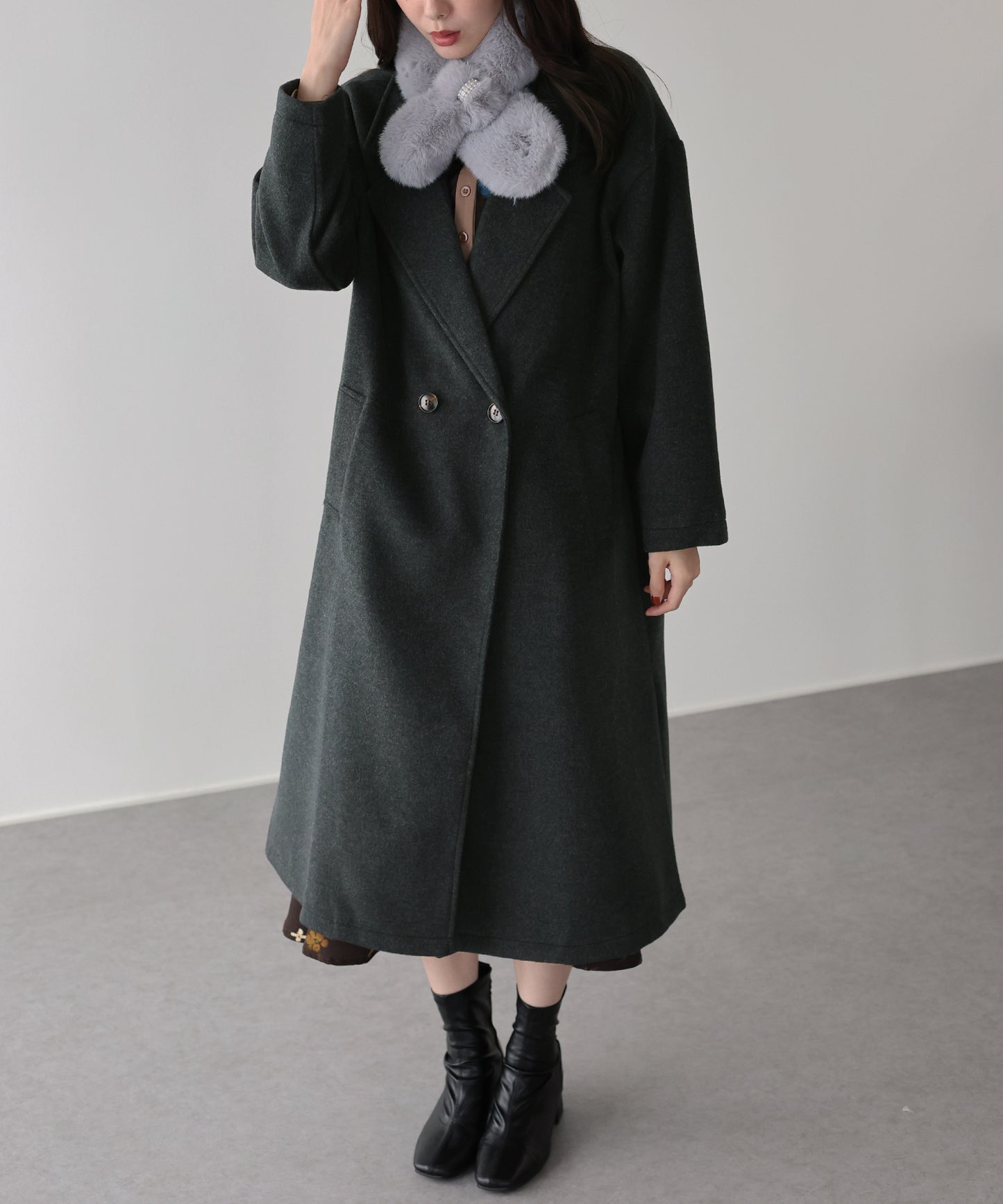 テーラードウールロングコート