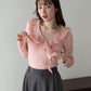 【早割5％OFF】ラッフルフリルが華やかなVネックニットトップス