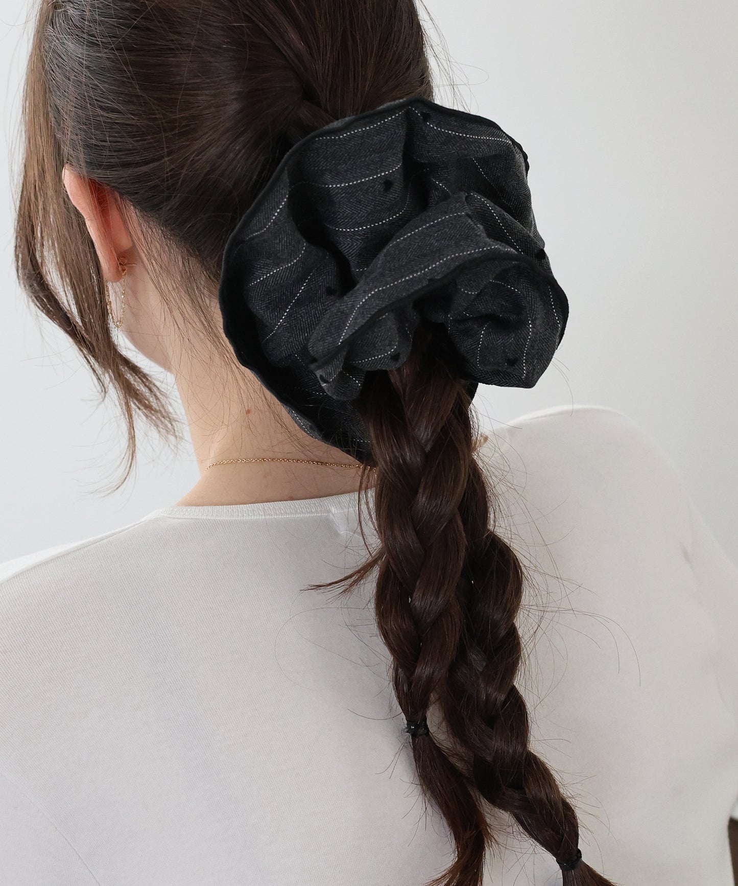 【早割5％OFF】ハートフロッキーストライプシュシュ【ネコポス】