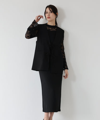 【SALE】レースドッキングワンピース・ジレセットアップ