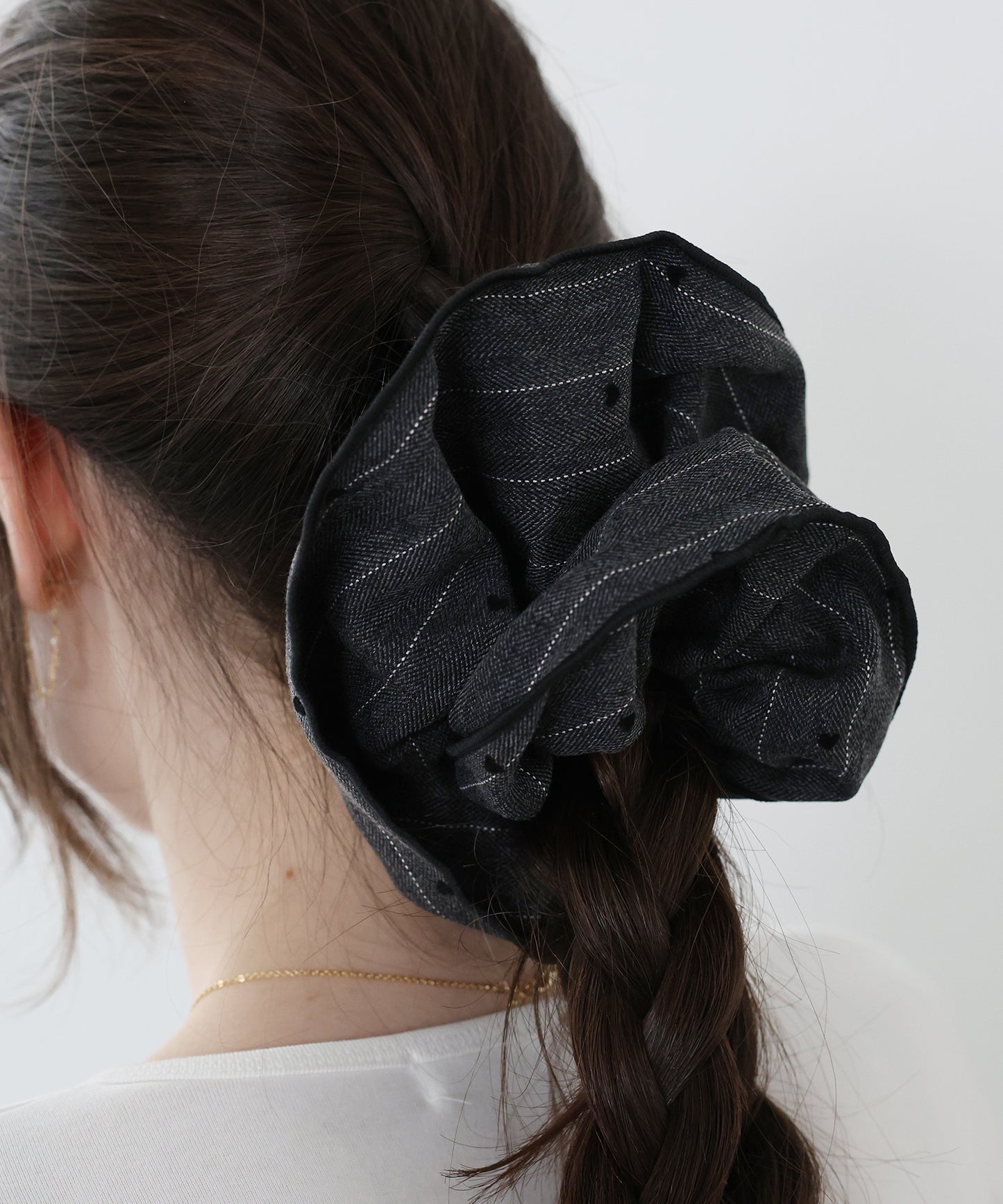 【早割5％OFF】ハートフロッキーストライプシュシュ【ネコポス】