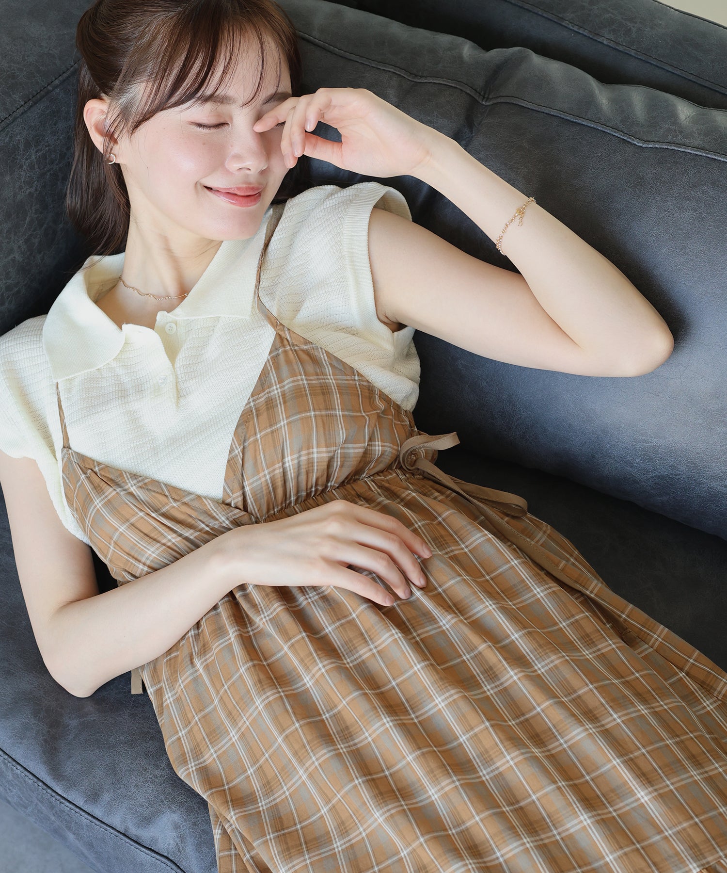 チェック柄サイドリボンキャミワンピース – BLUE ONLINE