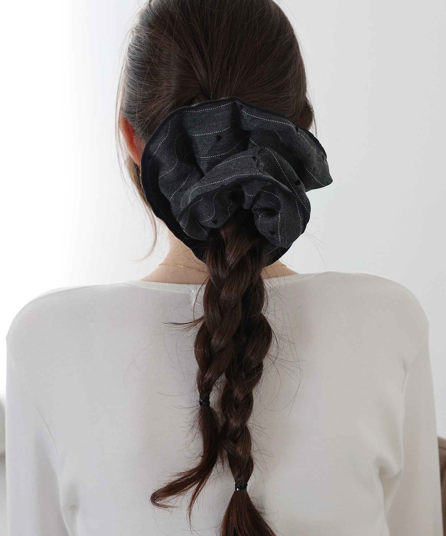 【早割5％OFF】ハートフロッキーストライプシュシュ【ネコポス】