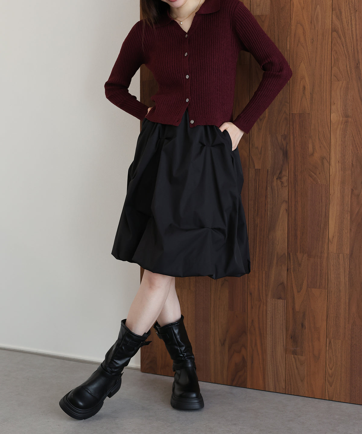 【早割5％OFF】ランダムタックバルーンミディスカート