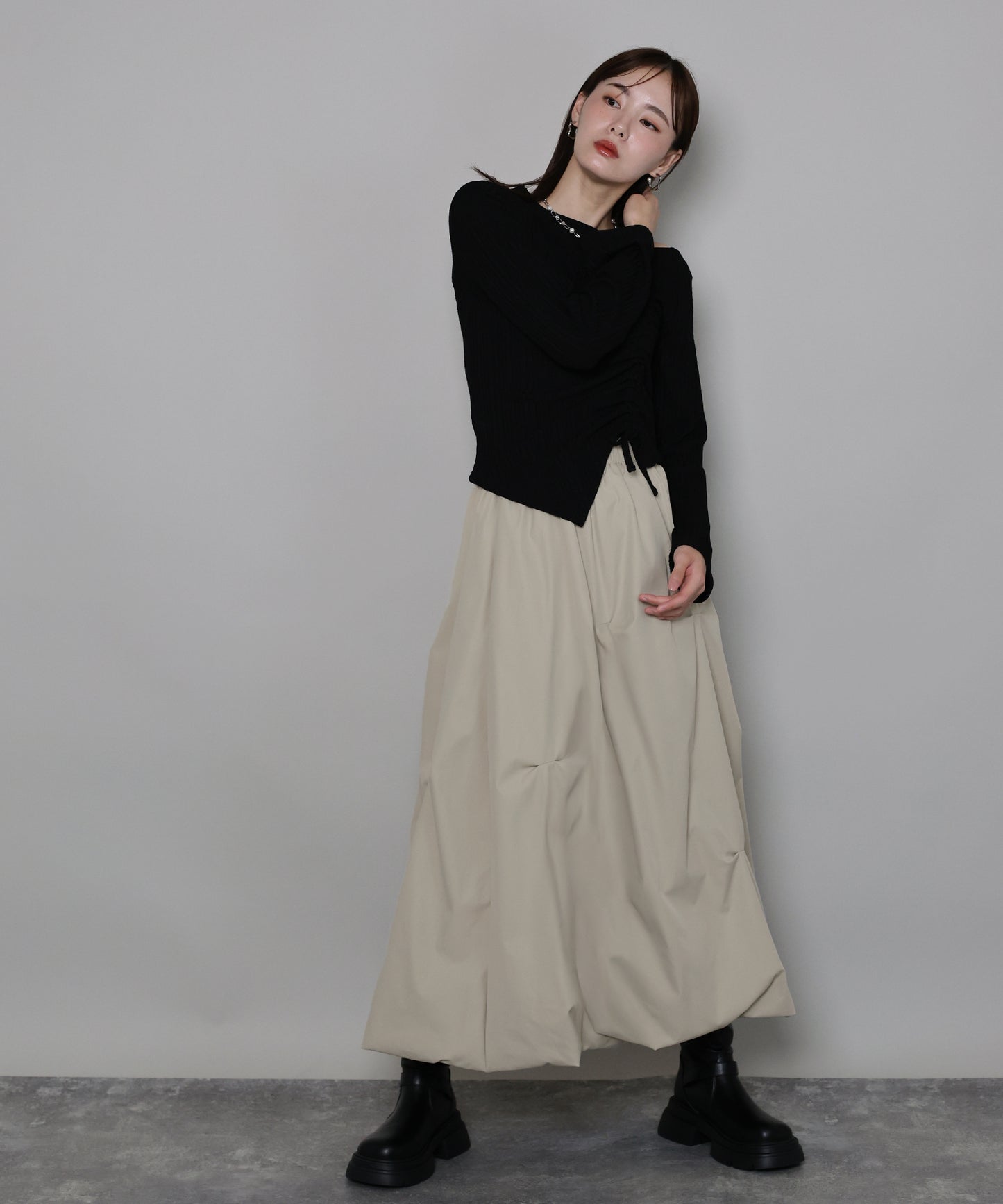 【早割5％OFF】ランダムタックバルーンスカート[J by blue]