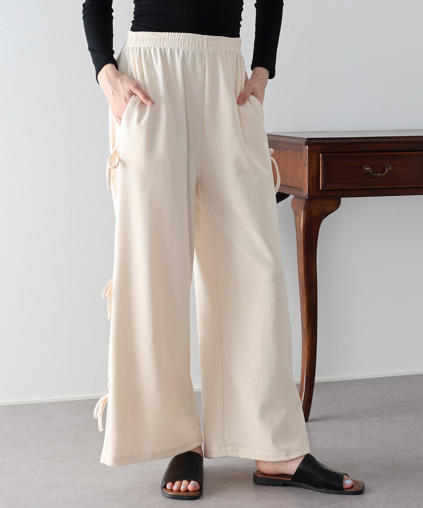 【早割5％OFF】サイドリボンスウェットパンツ