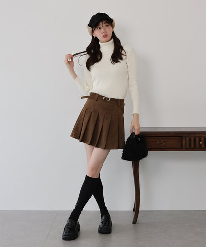ベルトSETスウェードプリーツミニスカート