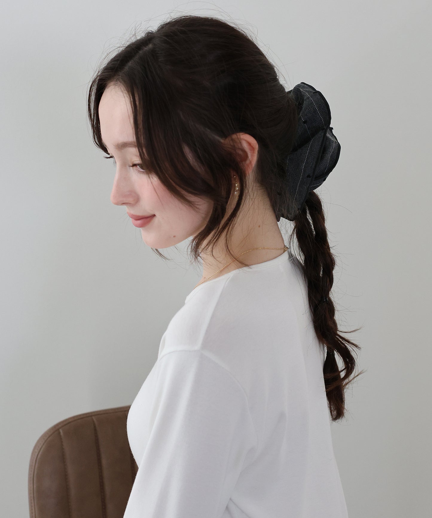 【早割5％OFF】ハートフロッキーストライプシュシュ【ネコポス】