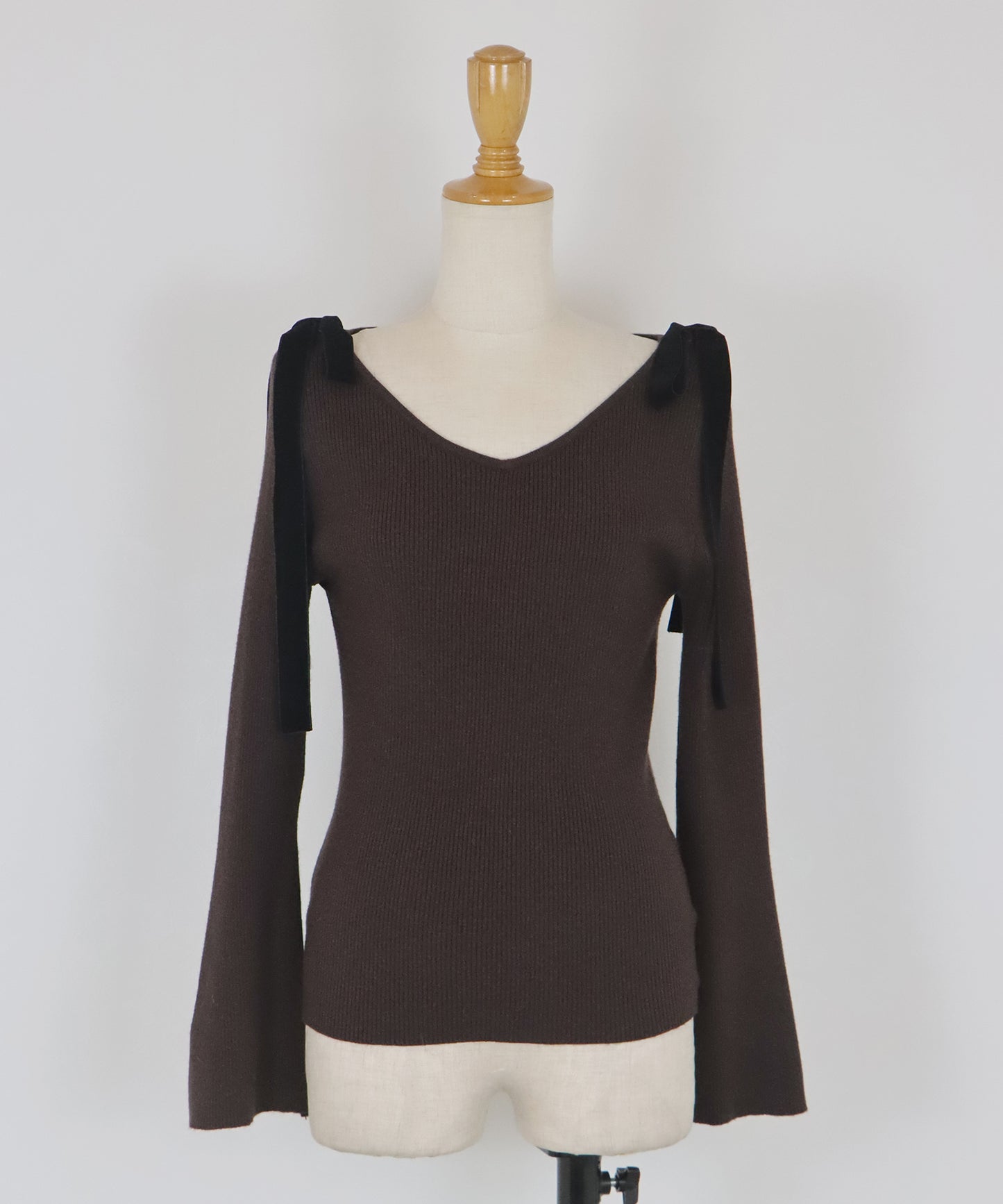 ベロアリボンリブニット