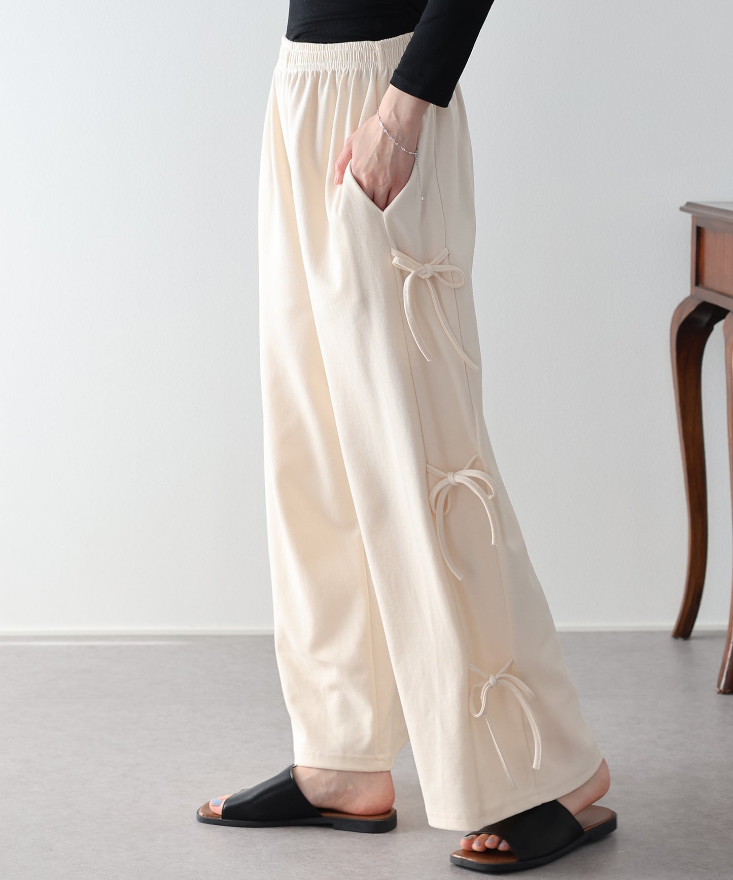 【早割5％OFF】サイドリボンスウェットパンツ