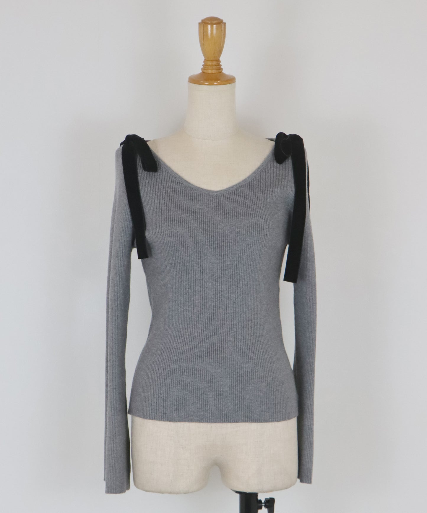 ベロアリボンリブニット