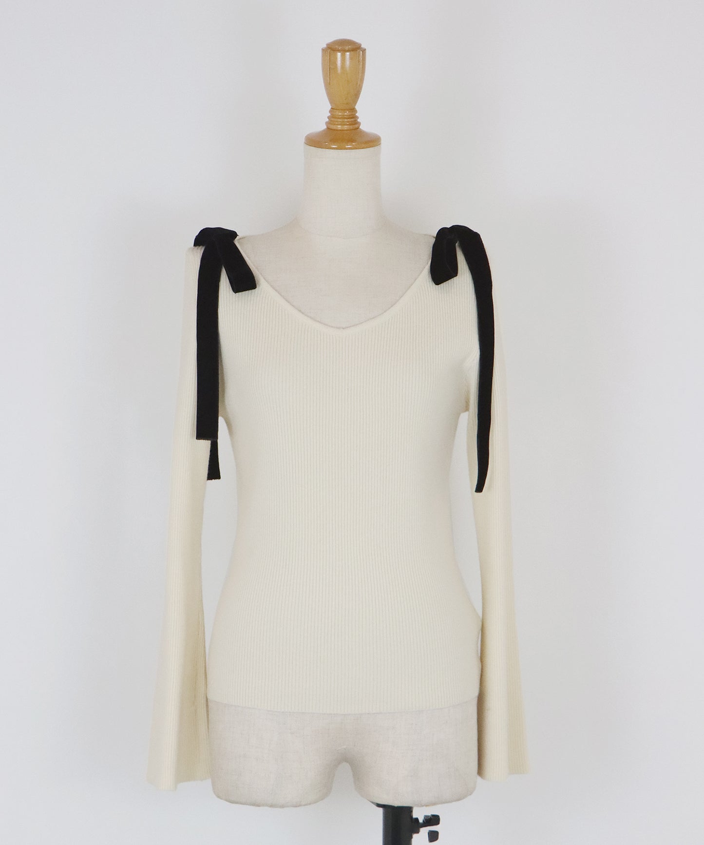 ベロアリボンリブニット