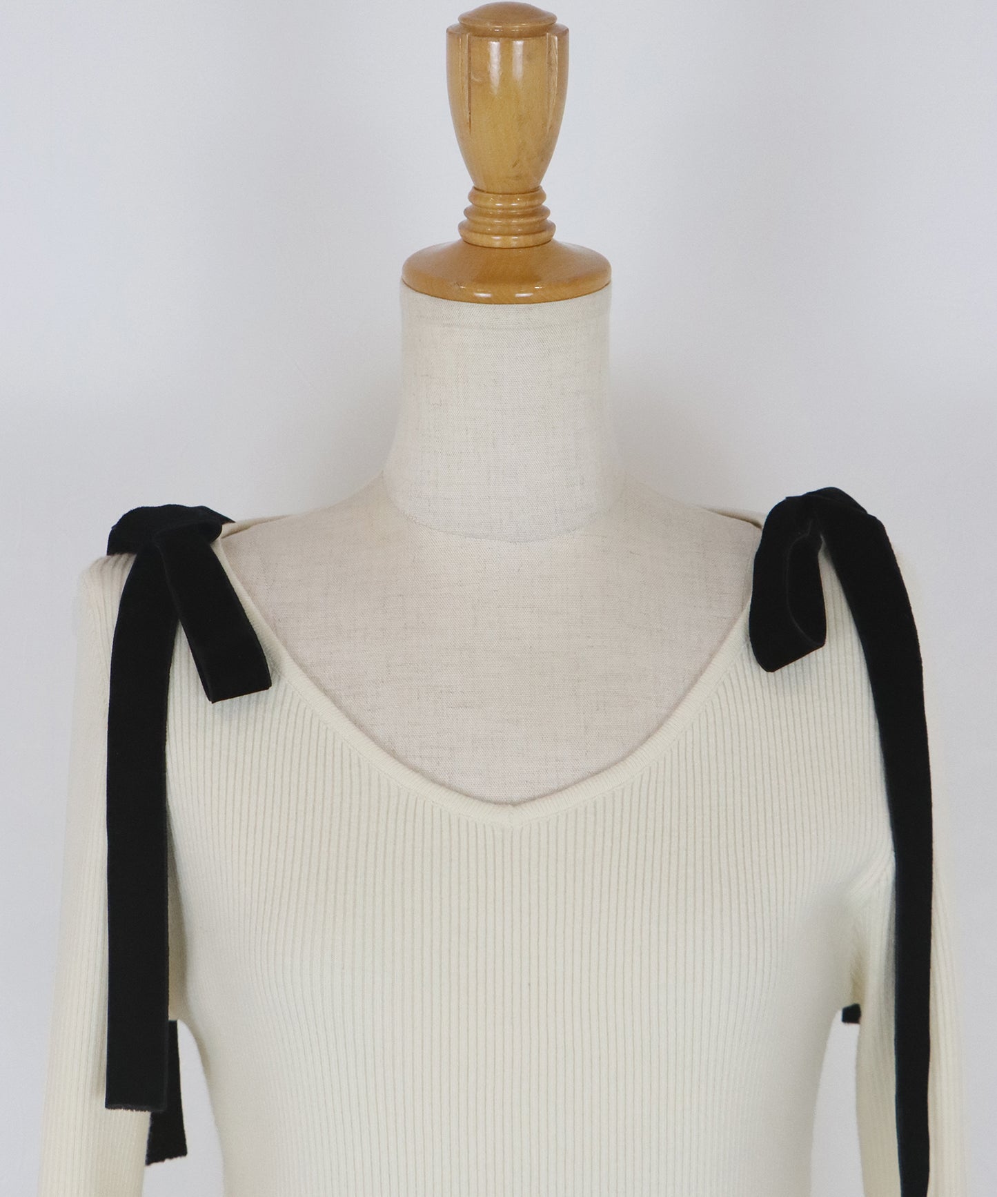 ベロアリボンリブニット