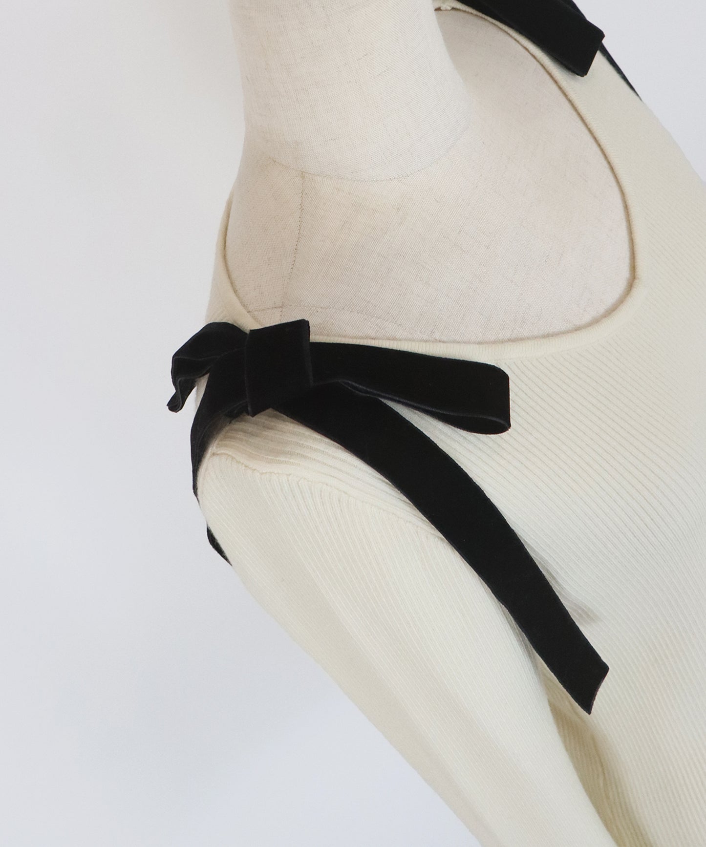 ベロアリボンリブニット