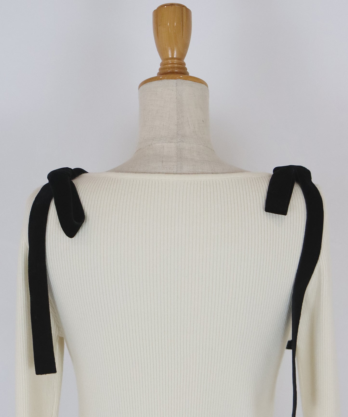 ベロアリボンリブニット