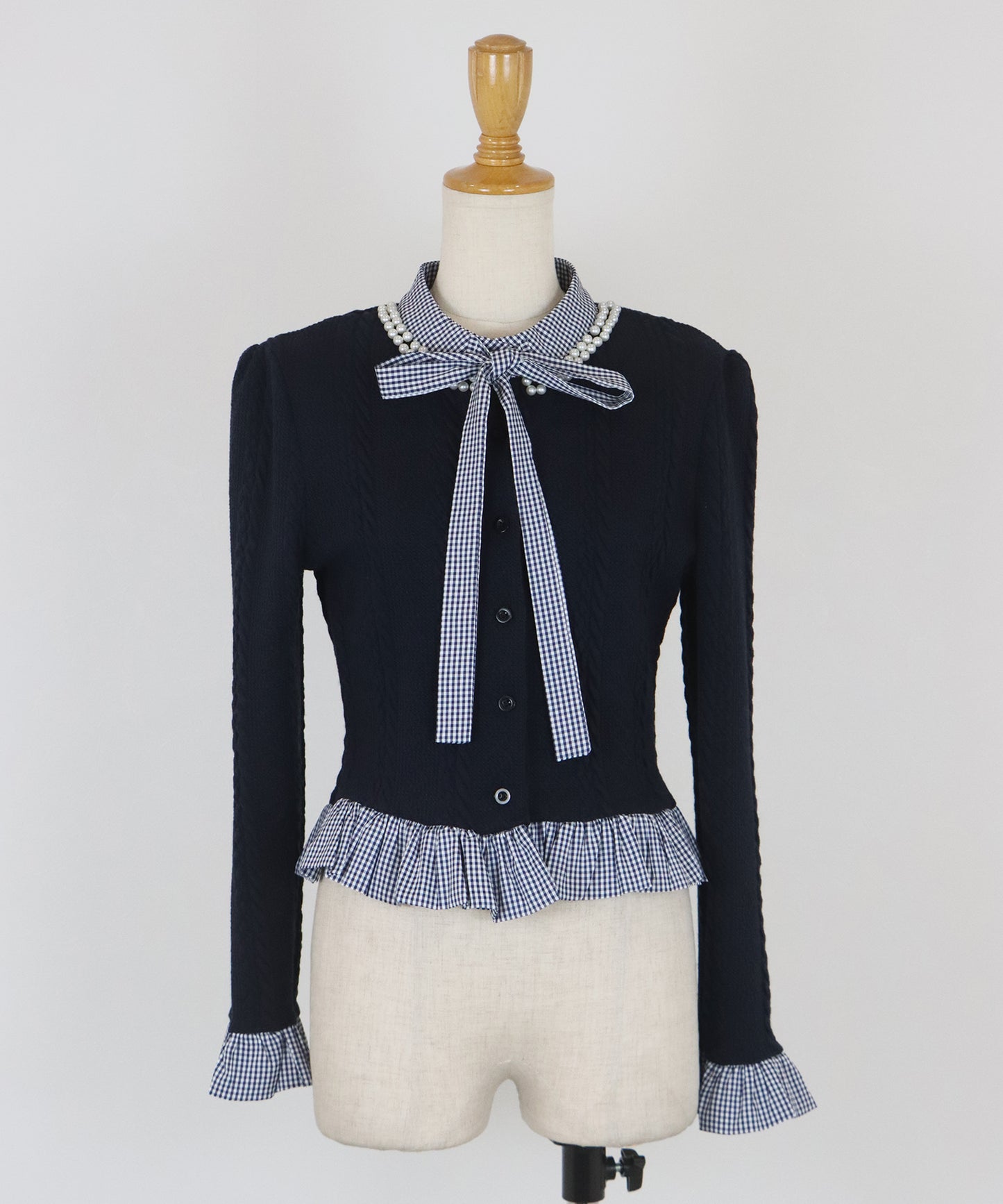 ボウタイシャツドッキングカーディガン