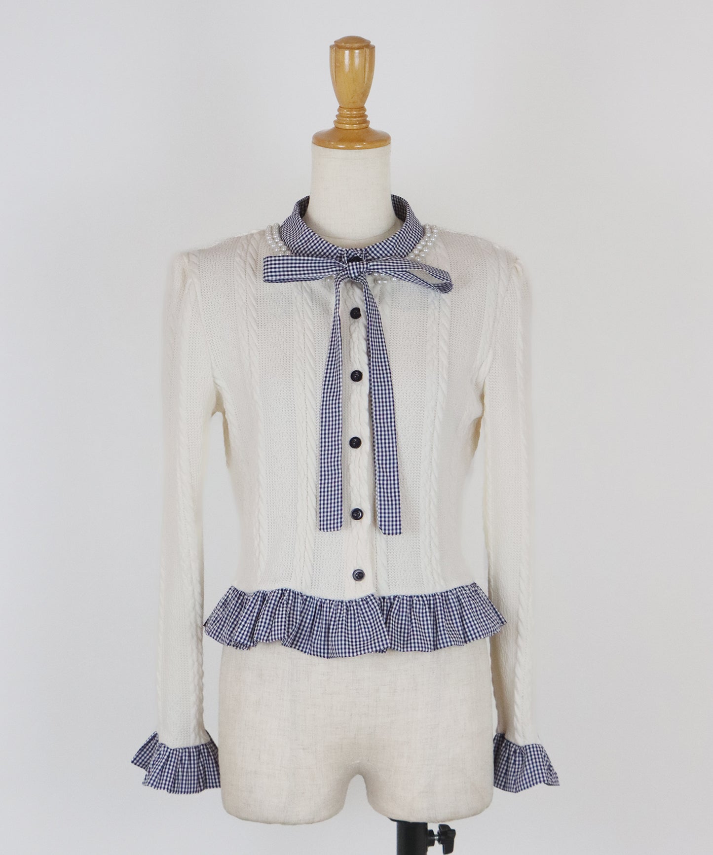 ボウタイシャツドッキングカーディガン