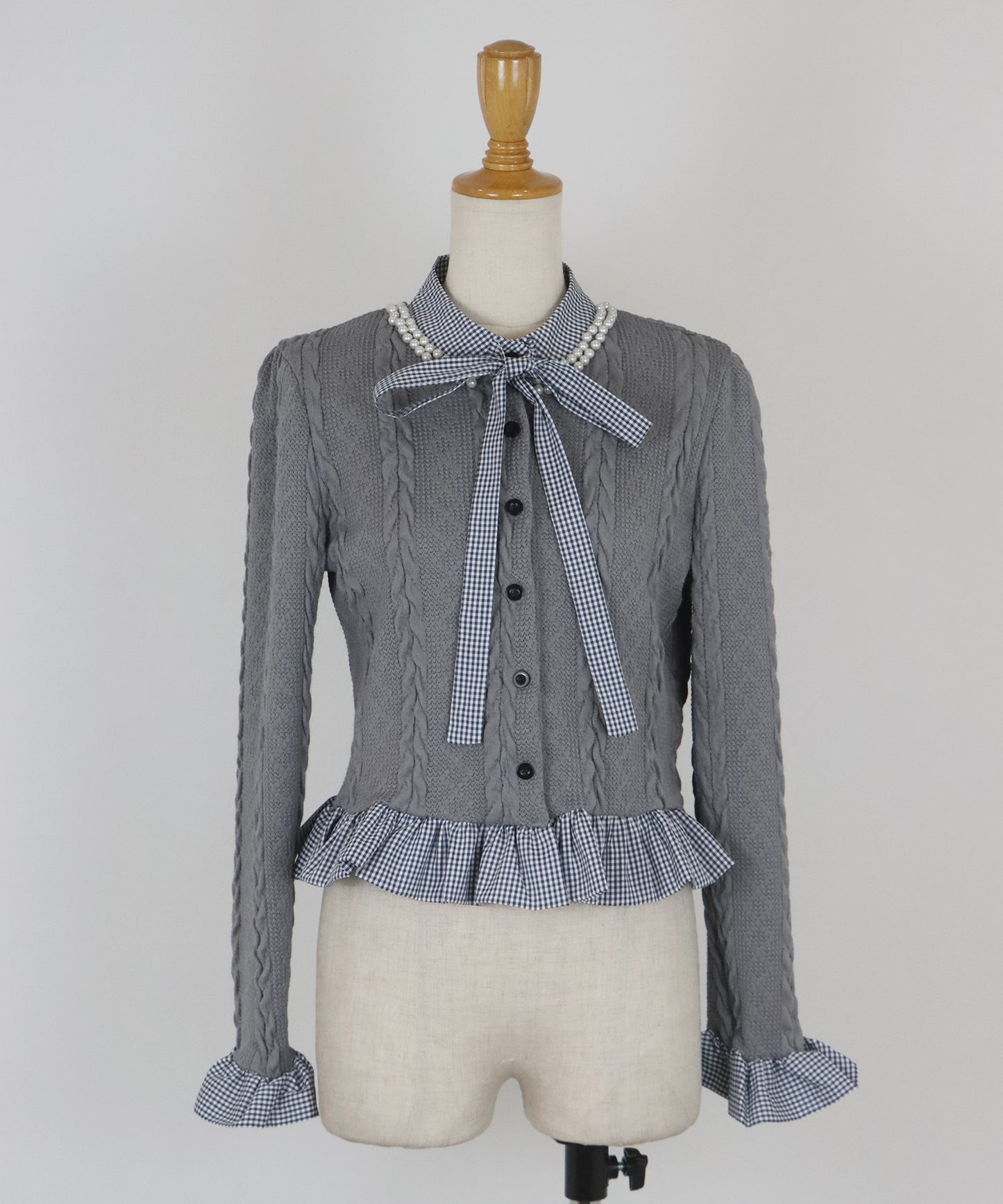 ボウタイシャツドッキングカーディガン