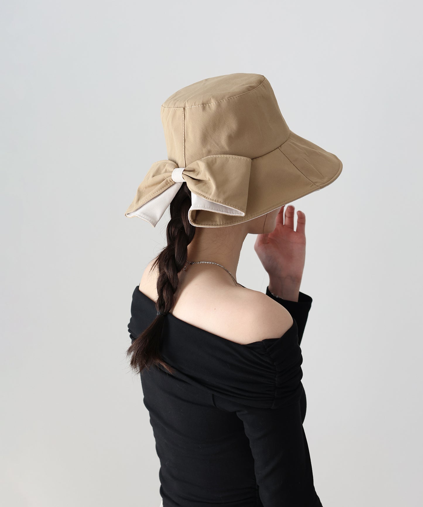 【早割5％OFF】バイカラーバックリボンハット【ネコポス】