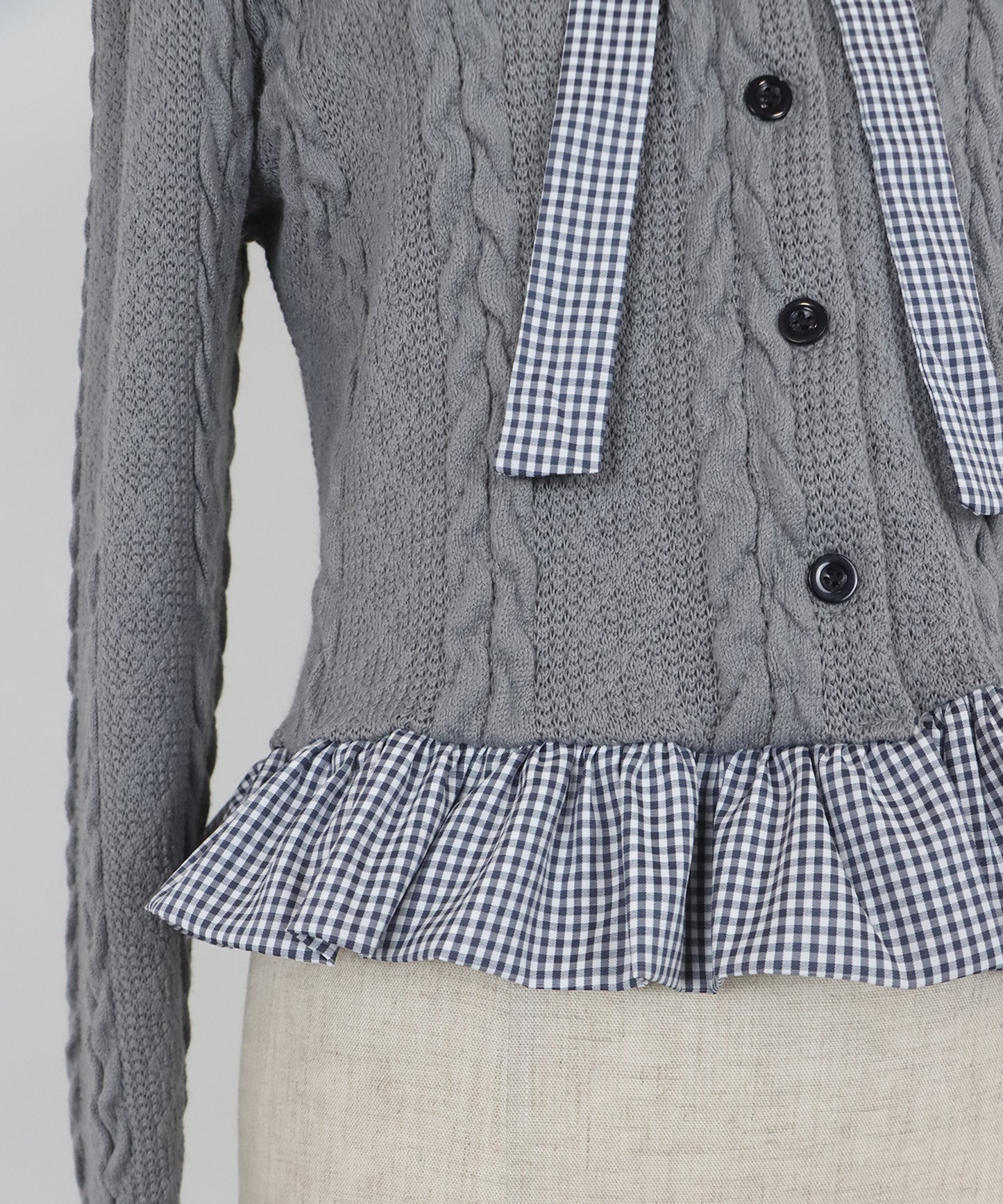 ボウタイシャツドッキングカーディガン