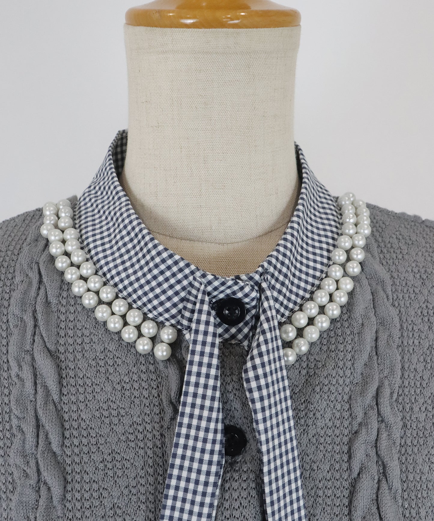 ボウタイシャツドッキングカーディガン