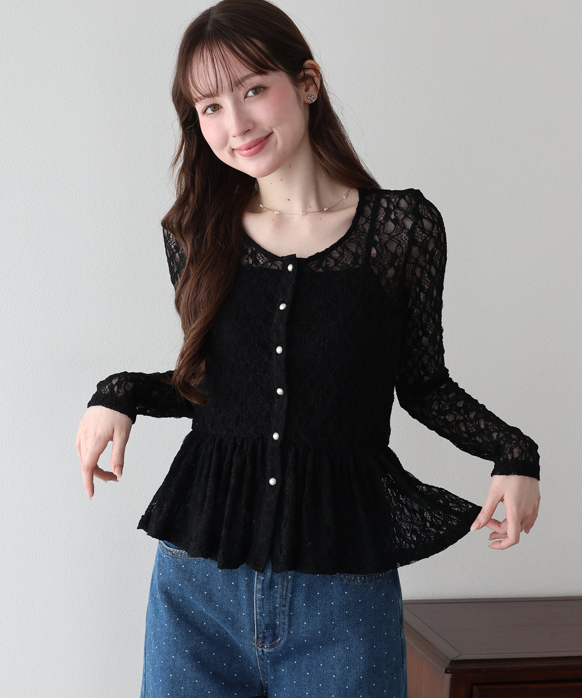 【早割5％OFF】レースペプラムカットソー【メール便】