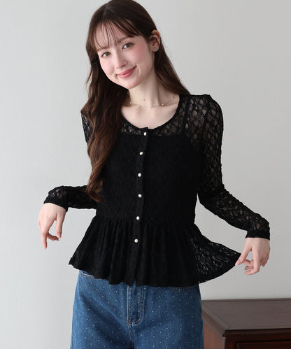 【早割5％OFF】レースペプラムカットソー【メール便】